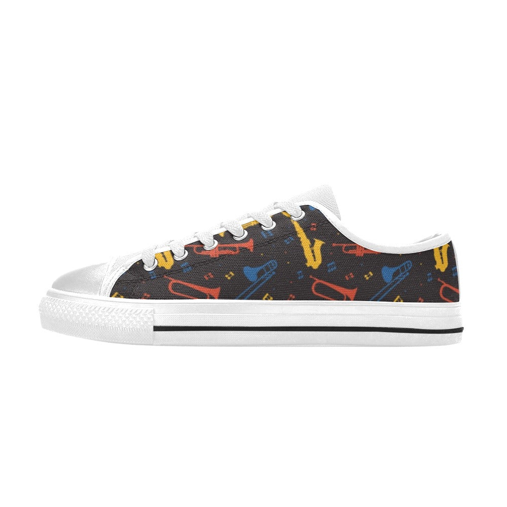 Saxophone Print Design LKS407 Women's White Low Top Shoes