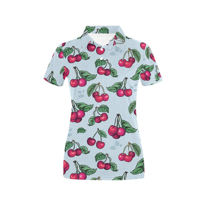 Cherry Pattern Print Design CH01 Women's Polo Shirt