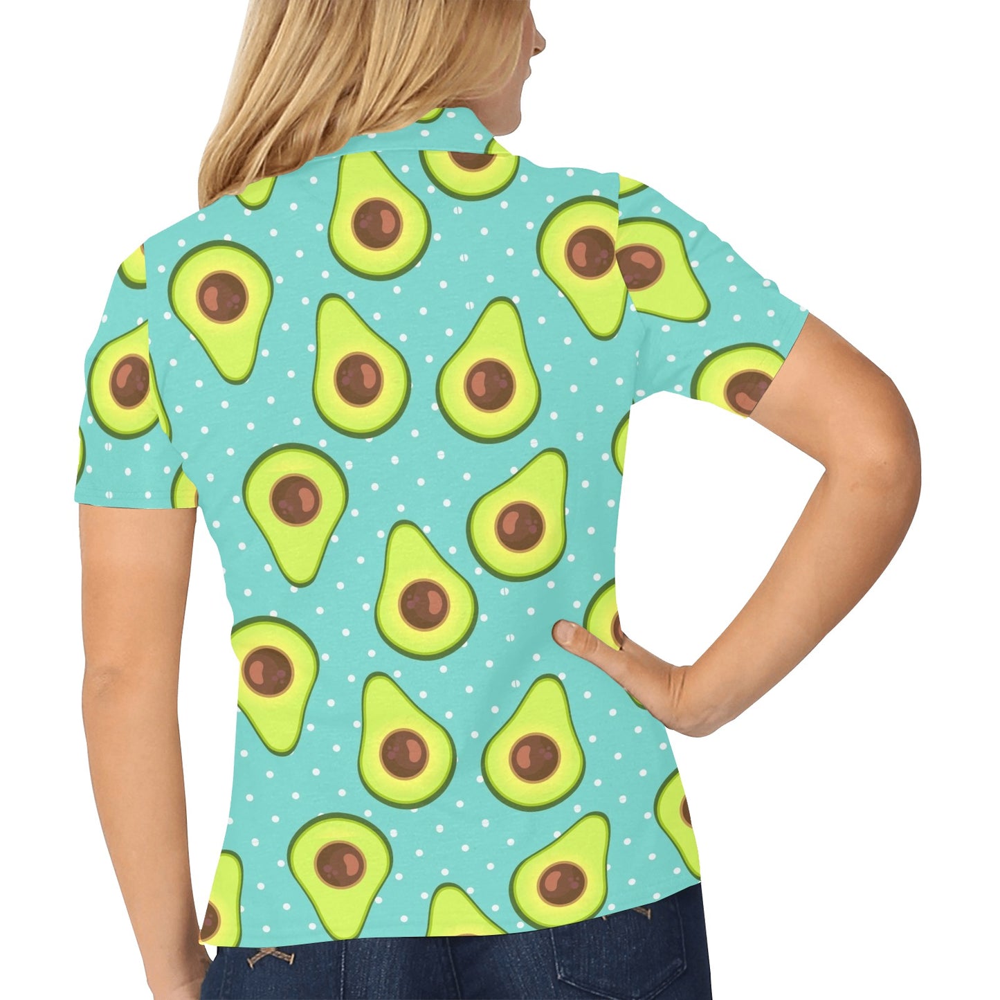 Avocado Pattern Print Design AC012 Women's Polo Shirt
