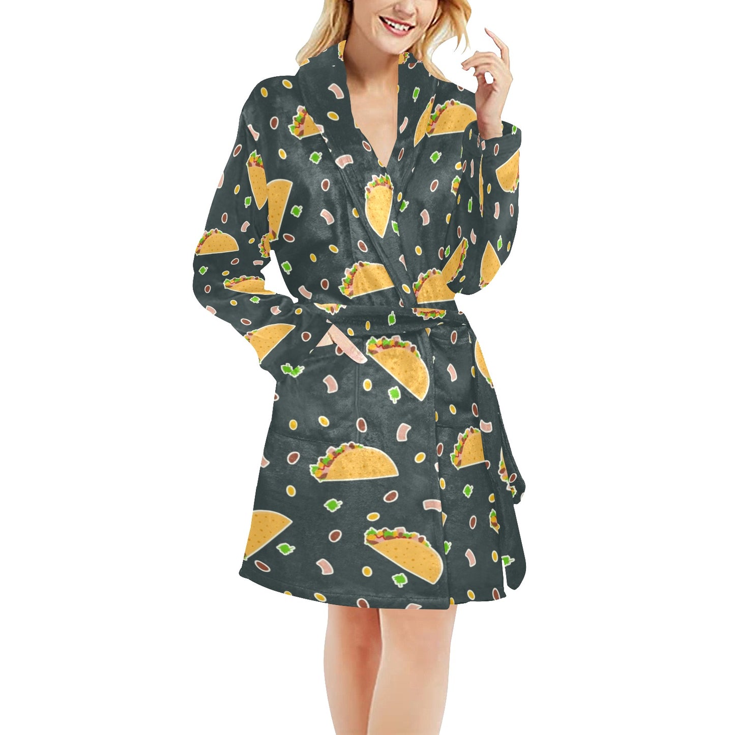 Taco Pattern Print Design TC02 Women's Fleece Robe