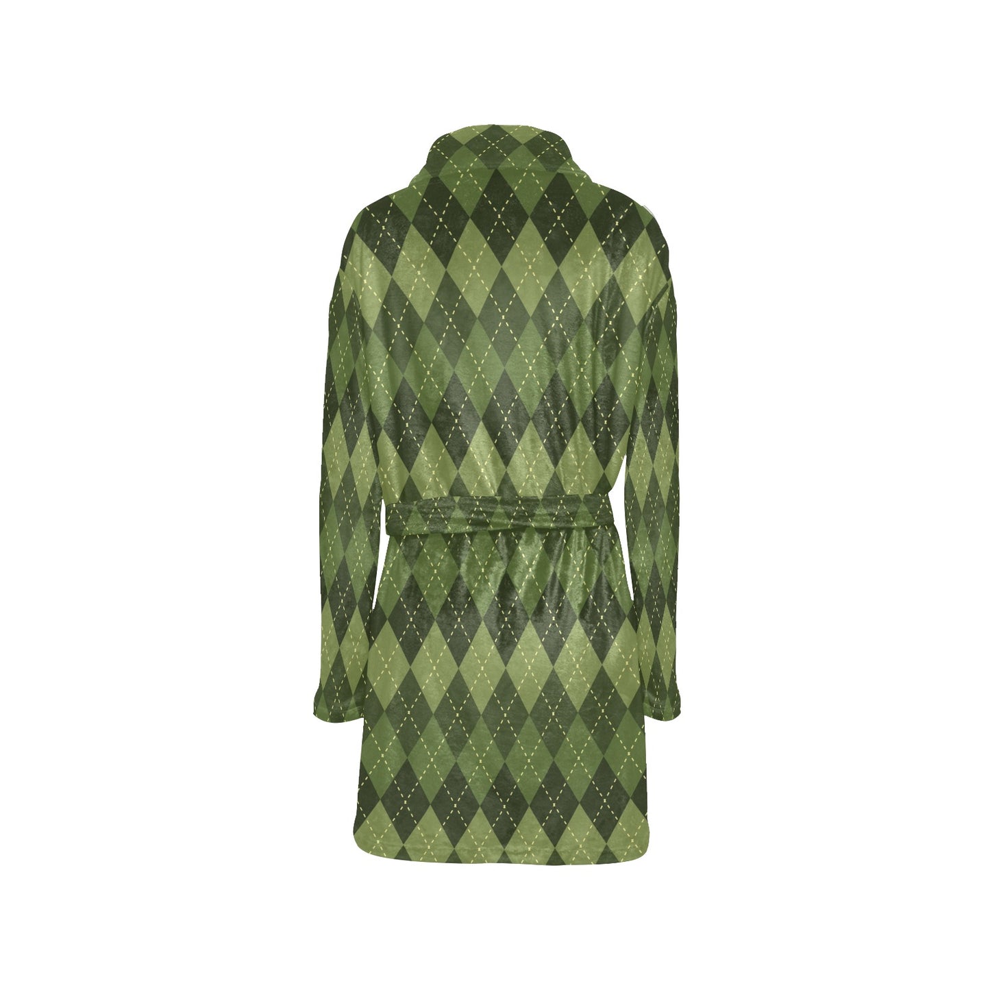 Argyle Green Pattern Print Design 01 Women's Fleece Robe
