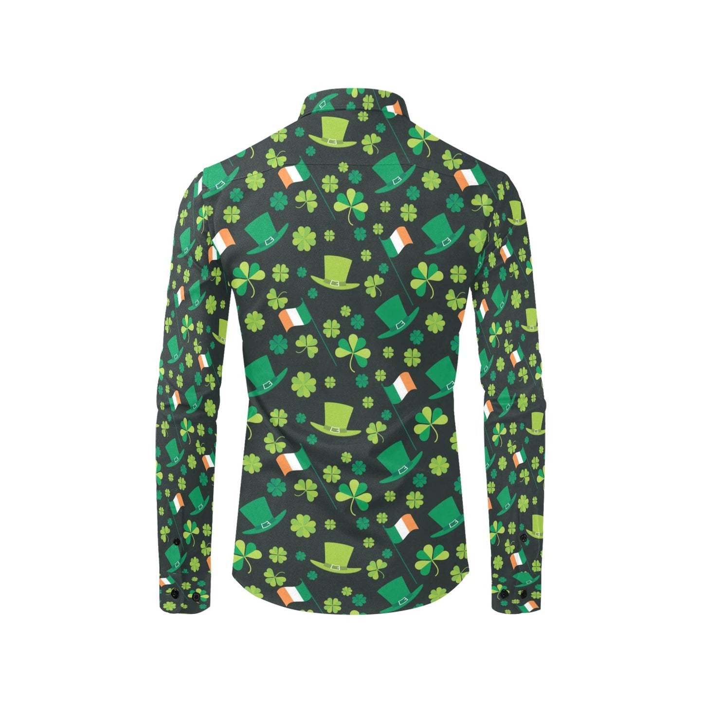 Shamrock Saint Patrick's Day Print Design LKS304 Men's Long Sleeve Dress Shirt