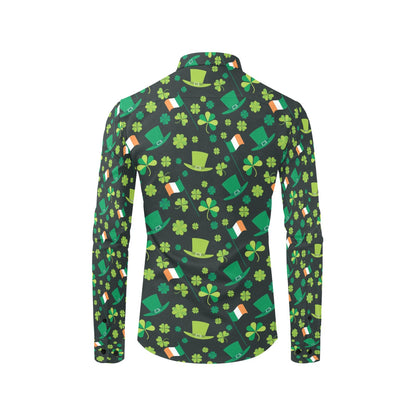 Shamrock Saint Patrick's Day Print Design LKS304 Men's Long Sleeve Dress Shirt