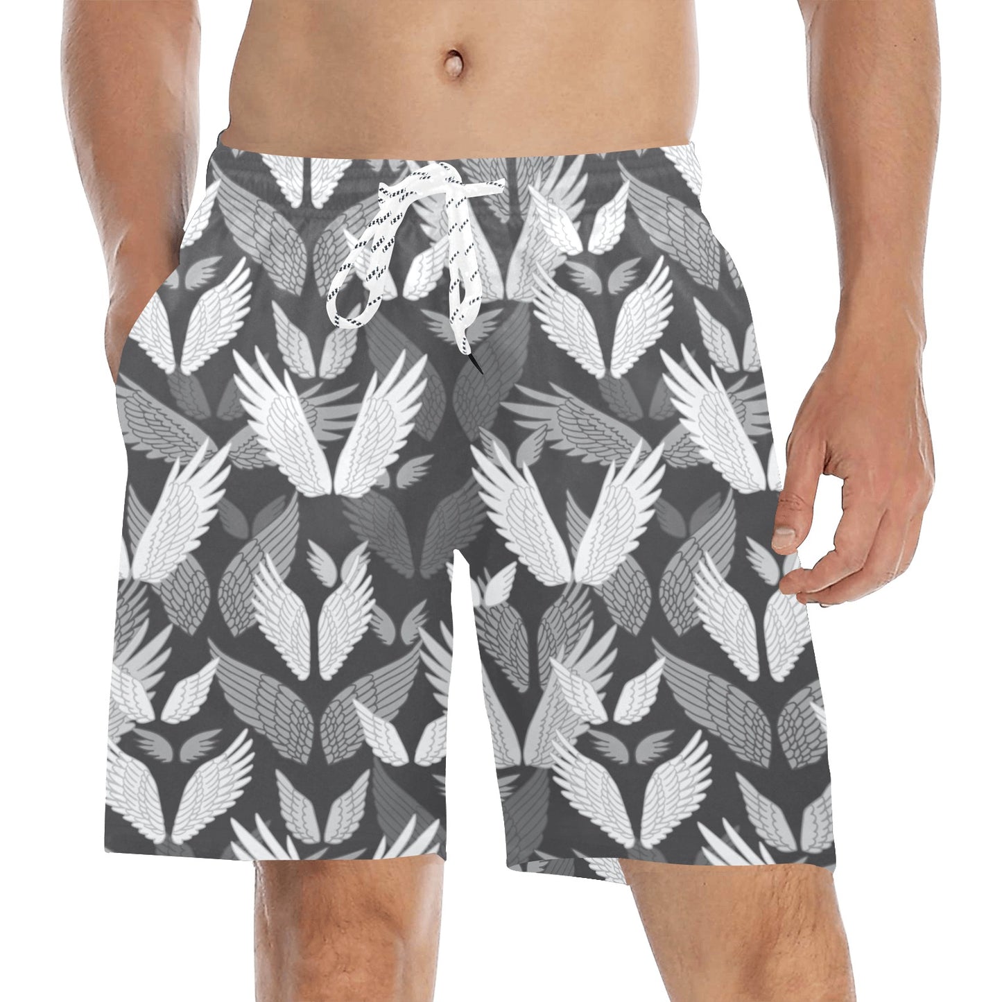 Angel Wings Pattern Design Themed Print Men's Swim Trunks Beach Shorts