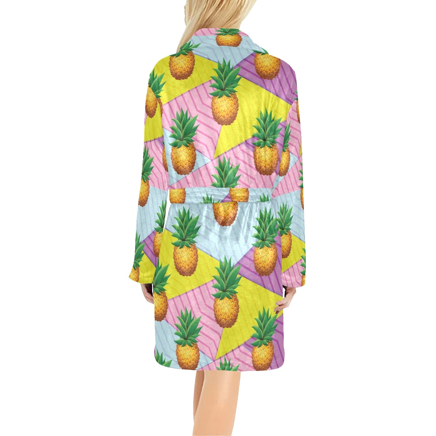 Pineapple Pattern Print Design PP05 Women's Fleece Robe