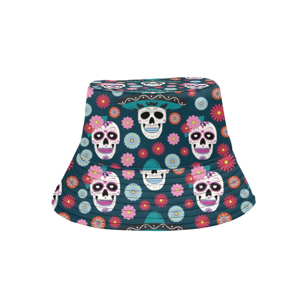 Sugar Skull Print Design LKS308 Unisex Bucket Hat