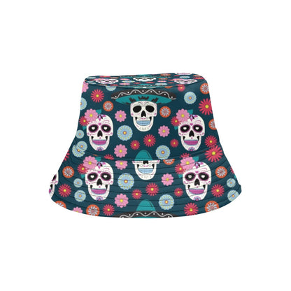 Sugar Skull Print Design LKS308 Unisex Bucket Hat