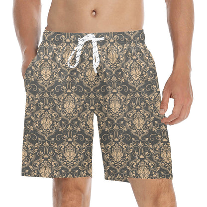 Damask Elegant Luxury Print Pattern Men's Swim Trunks Beach Shorts