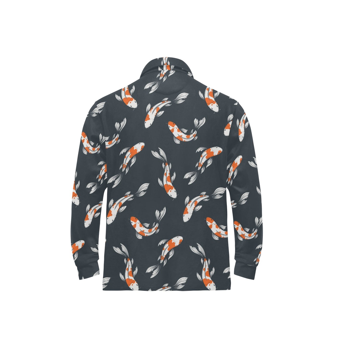 KOI Fish Pattern Print Design 04 Long Sleeve Polo Shirt For Men's