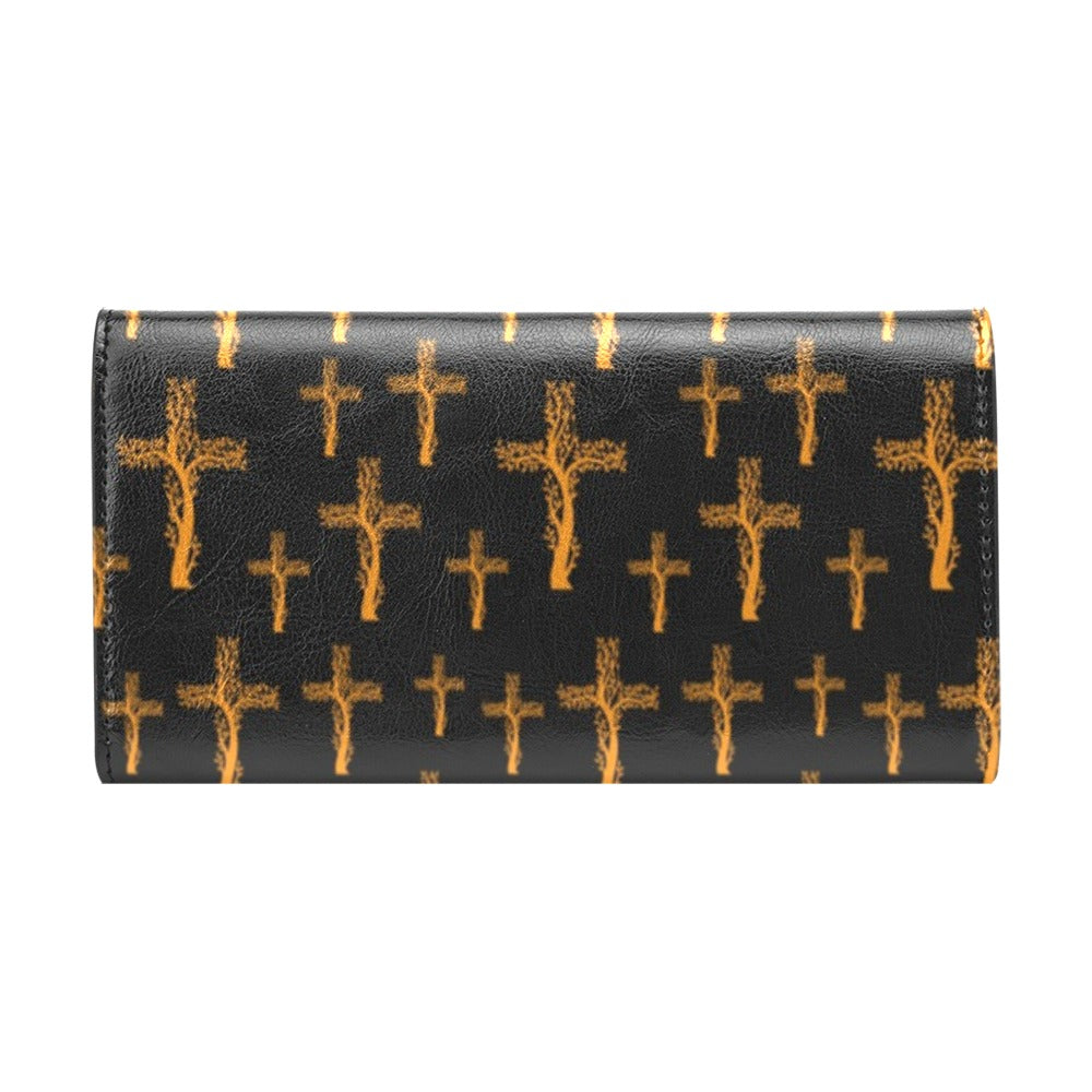 Christian Tree of Life Cross Design Women's Trifold Wallet