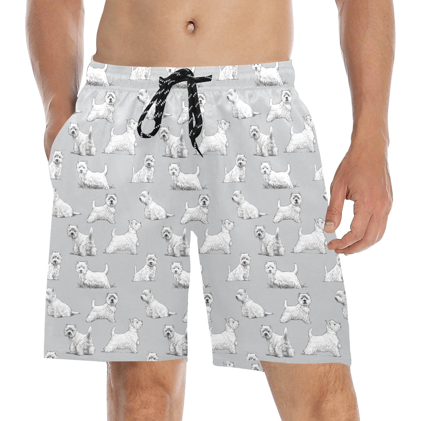 Scottish Terriers Print Design LKS3011 Men's Swim Trunks Beach Shorts