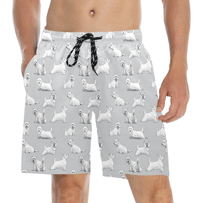 Scottish Terriers Print Design LKS3011 Men's Swim Trunks Beach Shorts