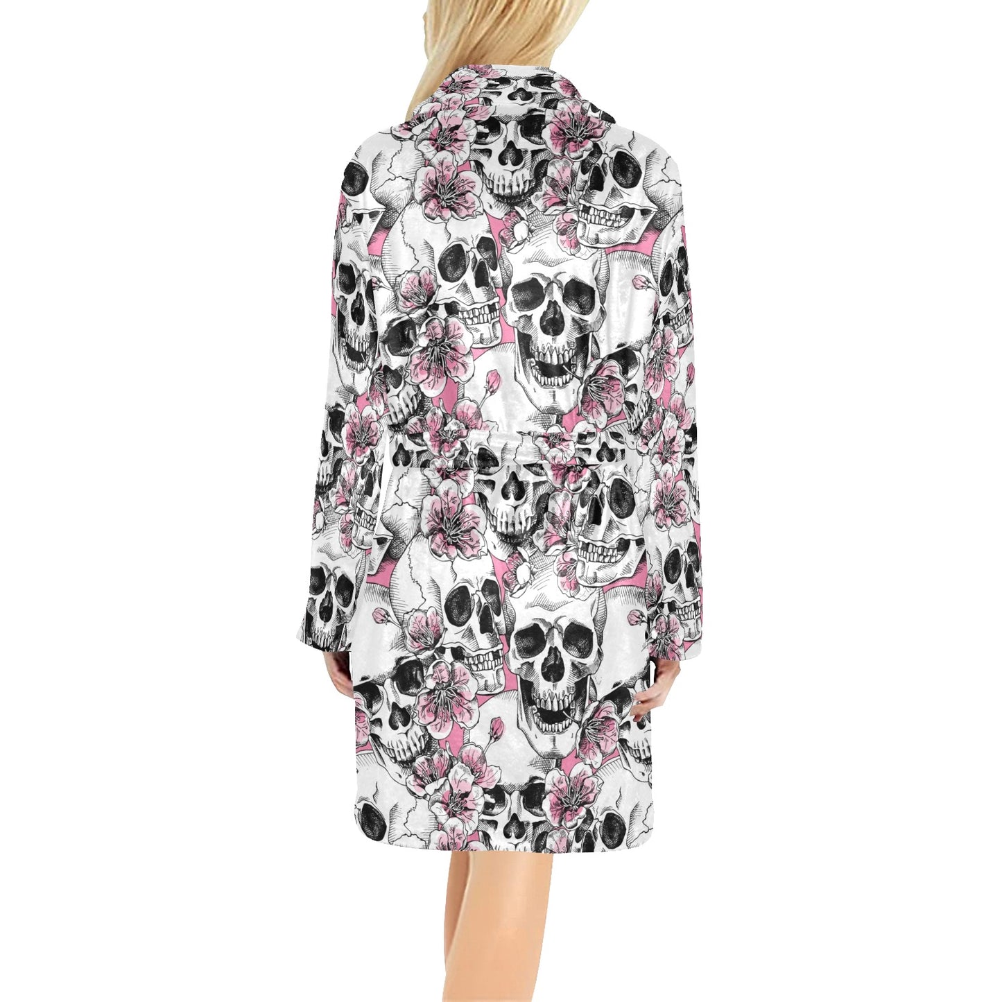 Cherry Blossom Pattern Print Design CB03 Women's Fleece Robe