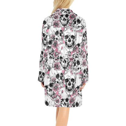 Cherry Blossom Pattern Print Design CB03 Women's Fleece Robe