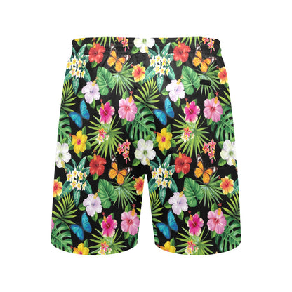 Hibiscus With Butterfly Print Design LKS305 Men's Swim Trunks Beach Shorts