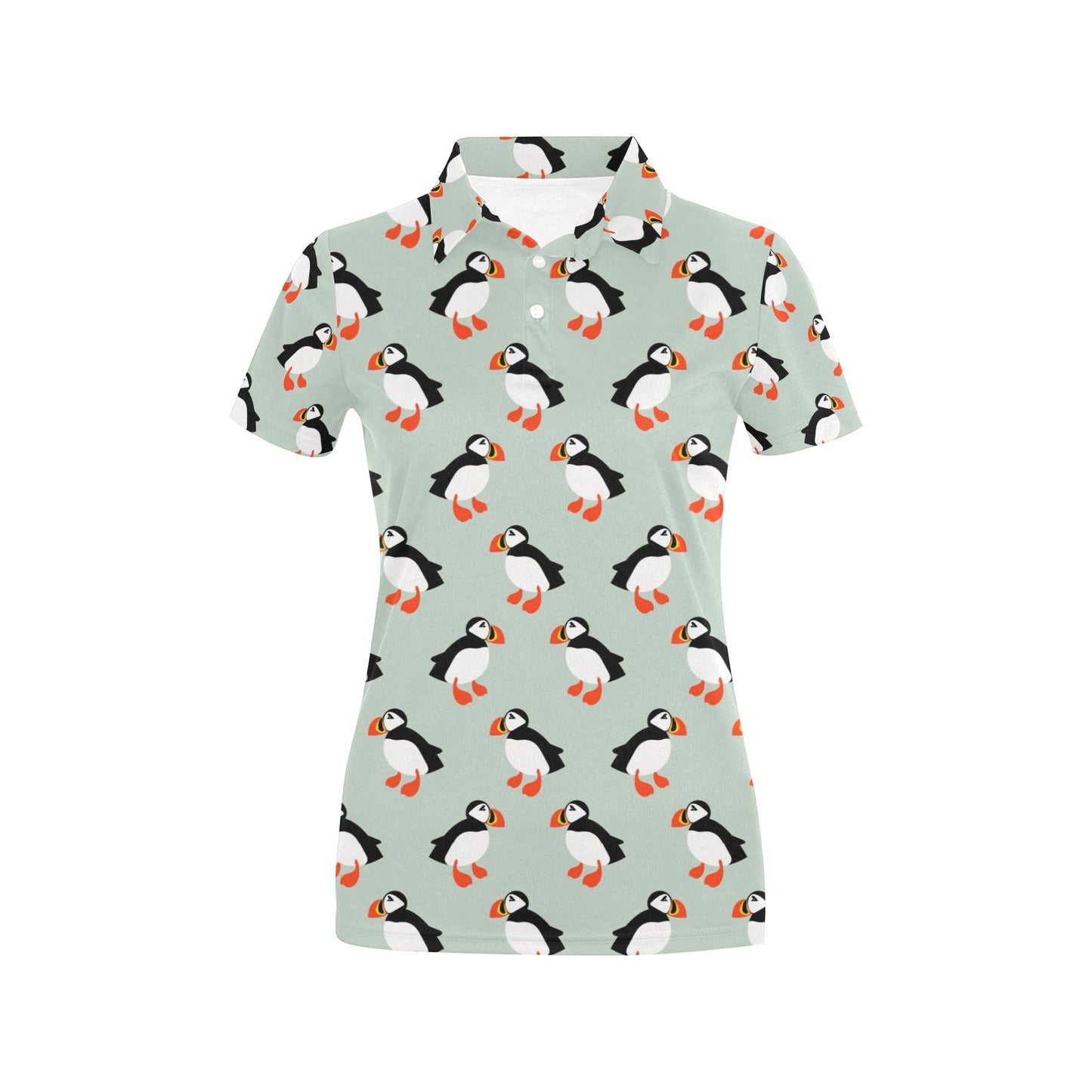 Puffin Pattern Print Design A03 Women's Polo Shirt