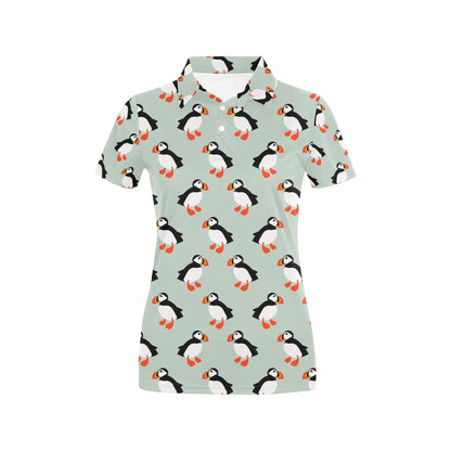 Puffin Pattern Print Design A03 Women's Polo Shirt