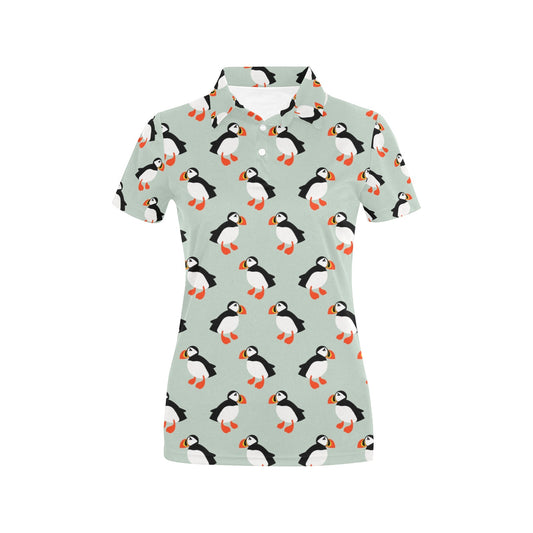 Puffin Pattern Print Design A03 Women's Polo Shirt