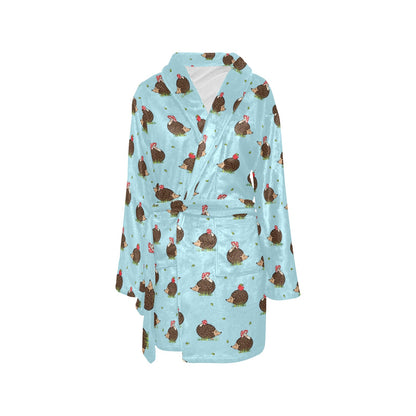 Hedgehog Print Design LKS402 Women's Fleece Robe