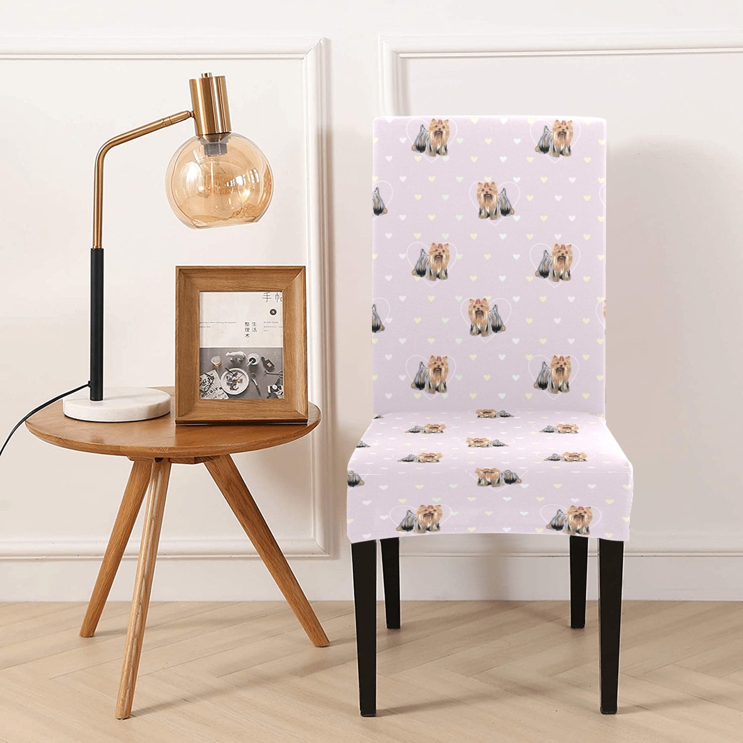 Yorkshire Terriers Print Design LKS302 Dining Chair Slipcover