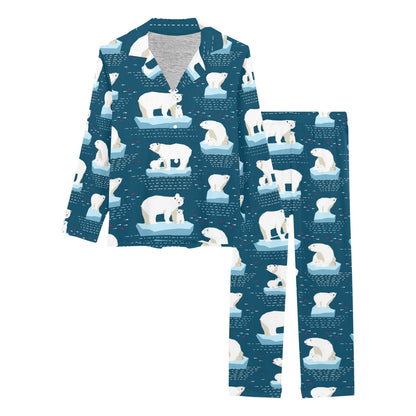 Polar Bear Pattern Print Design PB02 Women's Long Pajama Set