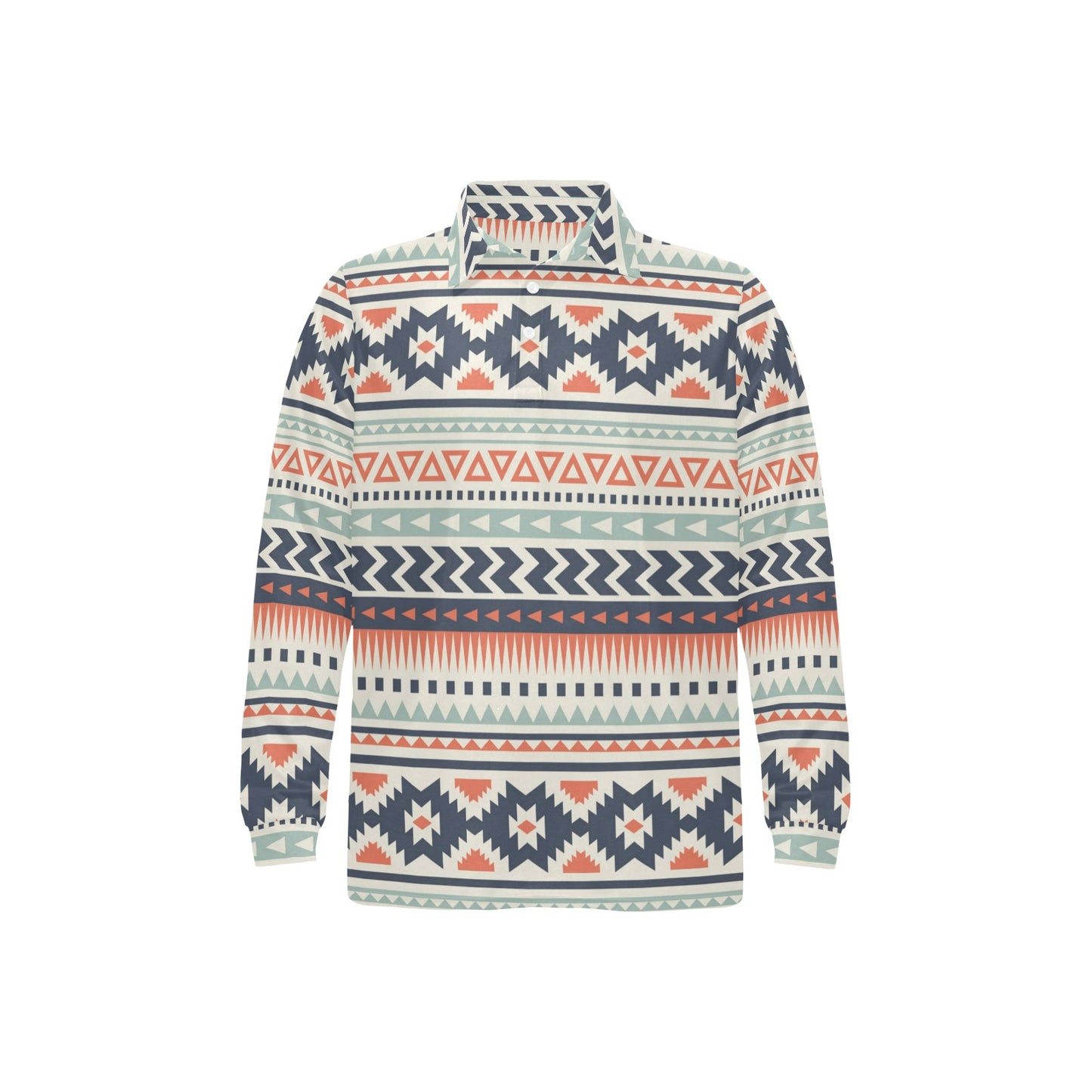 Tribal Aztec vintage pattern Long Sleeve Polo Shirt For Men's