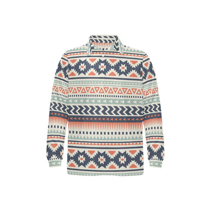 Tribal Aztec vintage pattern Long Sleeve Polo Shirt For Men's