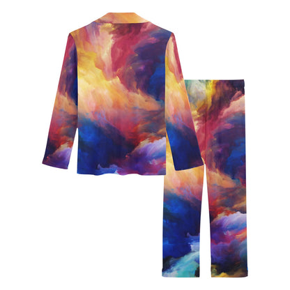 Vortex Twist Swirl Water Color Design Women's Long Pajama Set