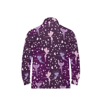 Fairy Pink Print Pattern Long Sleeve Polo Shirt For Men's