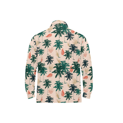 Palm Tree Pattern Print Design PT014 Long Sleeve Polo Shirt For Men's