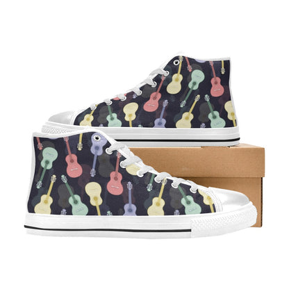Acoustic Guitar Print Design LKS401 Men's High Top Canvas Shoes