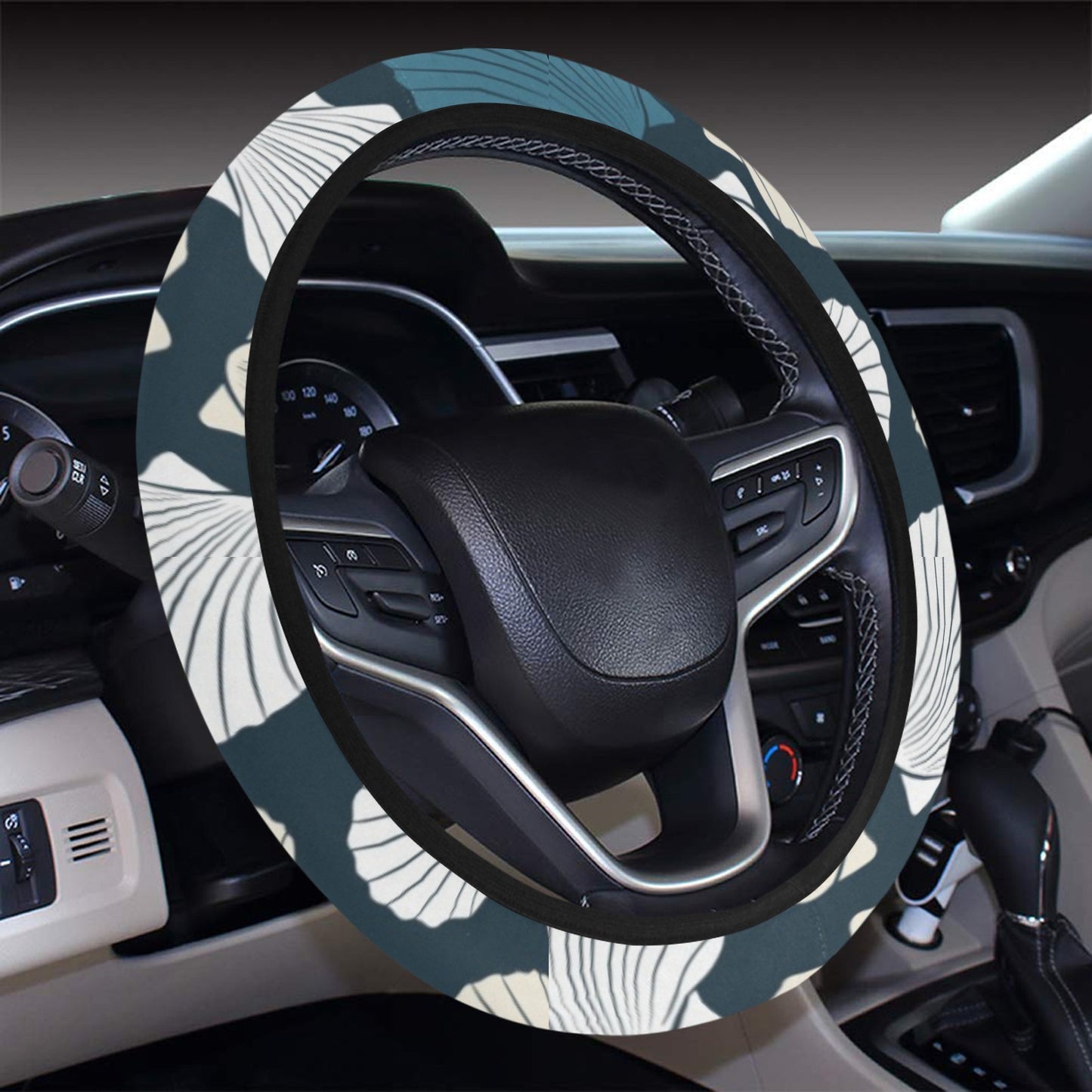 Seashell Print Design LKS3013 Steering Wheel Cover with Elastic Edge