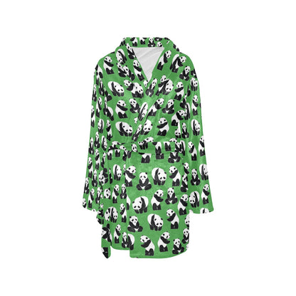 Panda Bear Pattern Themed Print Women's Fleece Robe