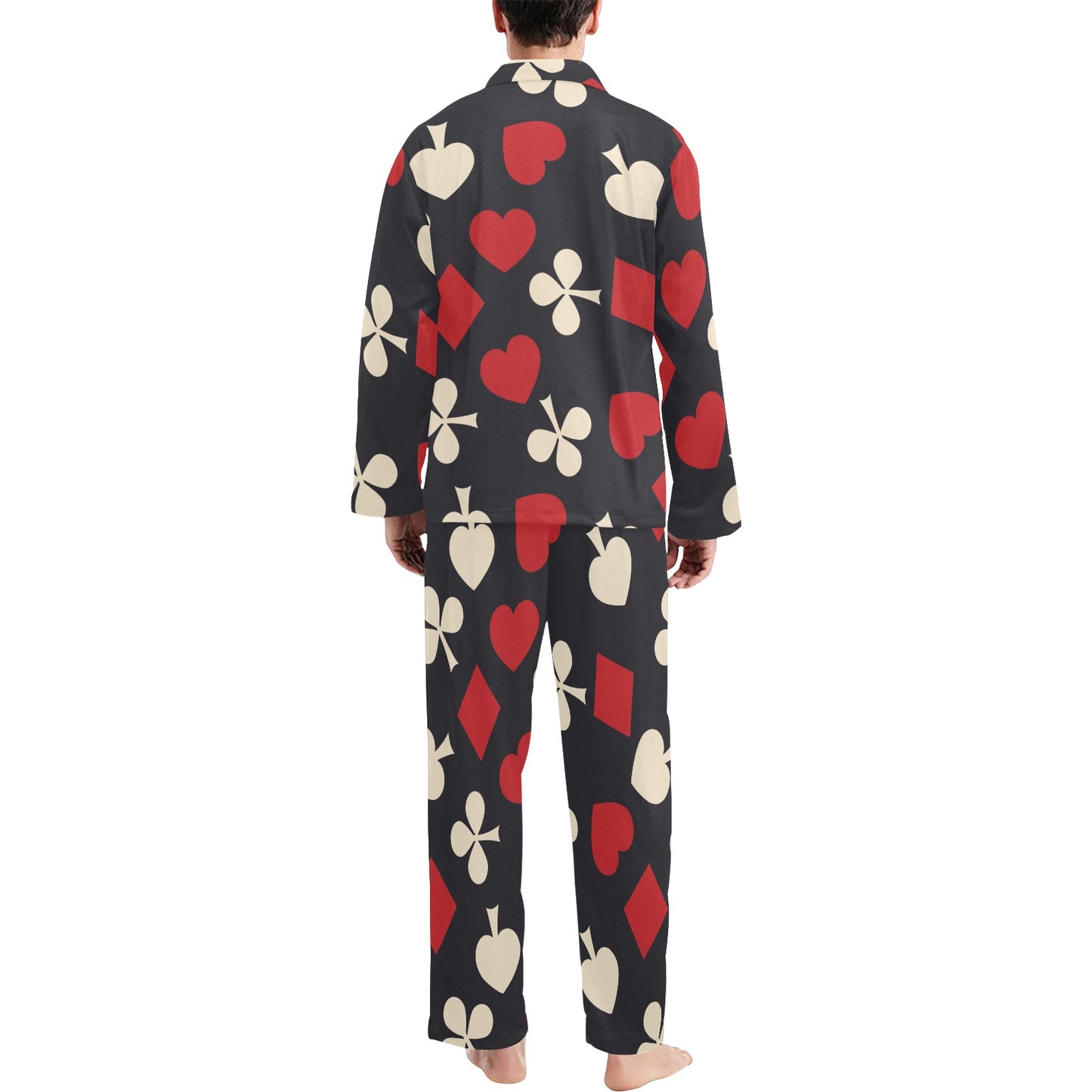 Poker Cards Pattern Print Design A02 Men's Long Pajama Set