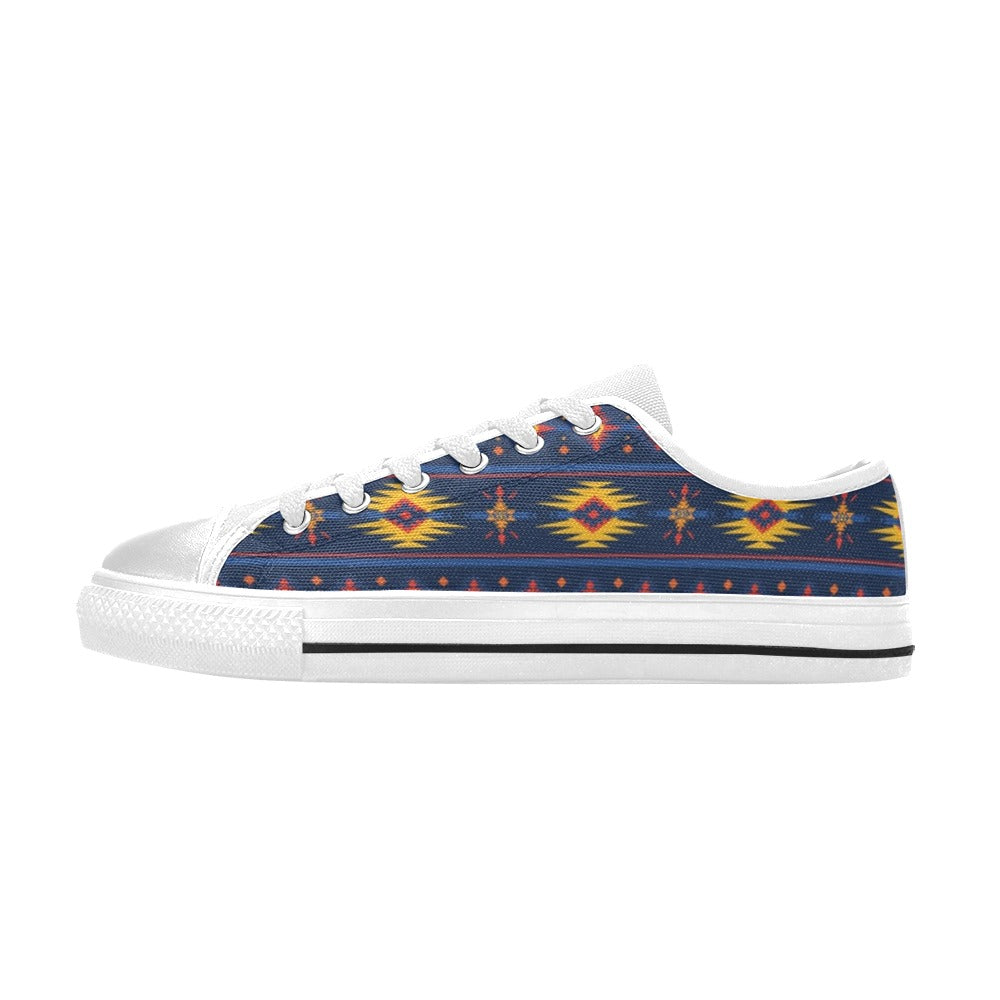 Southwest Pattern Print Design LKS306 Women's White Low Top Shoes