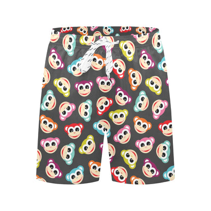 Monkey Head Design Themed Print Men's Swim Trunks Beach Shorts