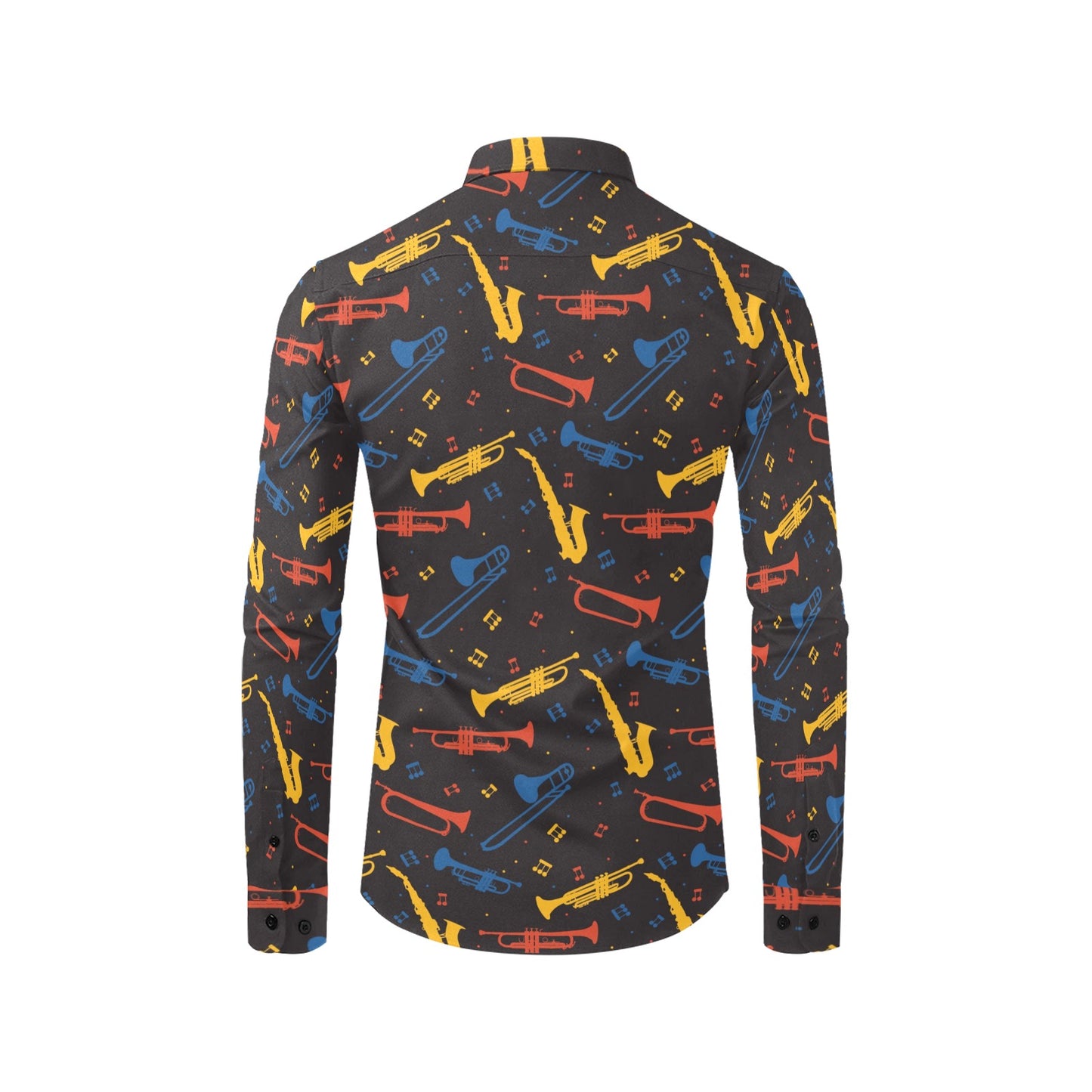 Saxophone Print Design LKS407 Men's Long Sleeve Dress Shirt