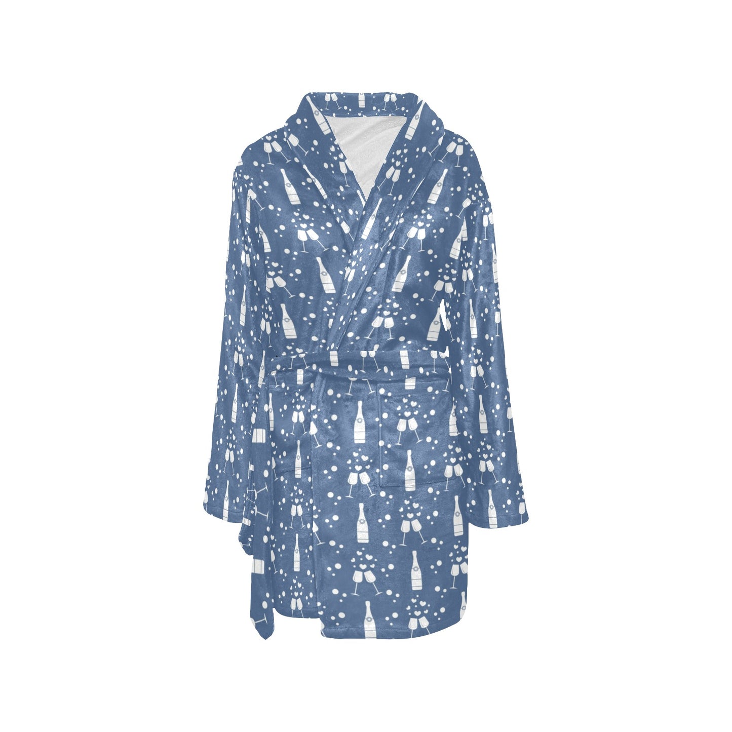 Champagne Pattern Print Design 05 Women's Fleece Robe