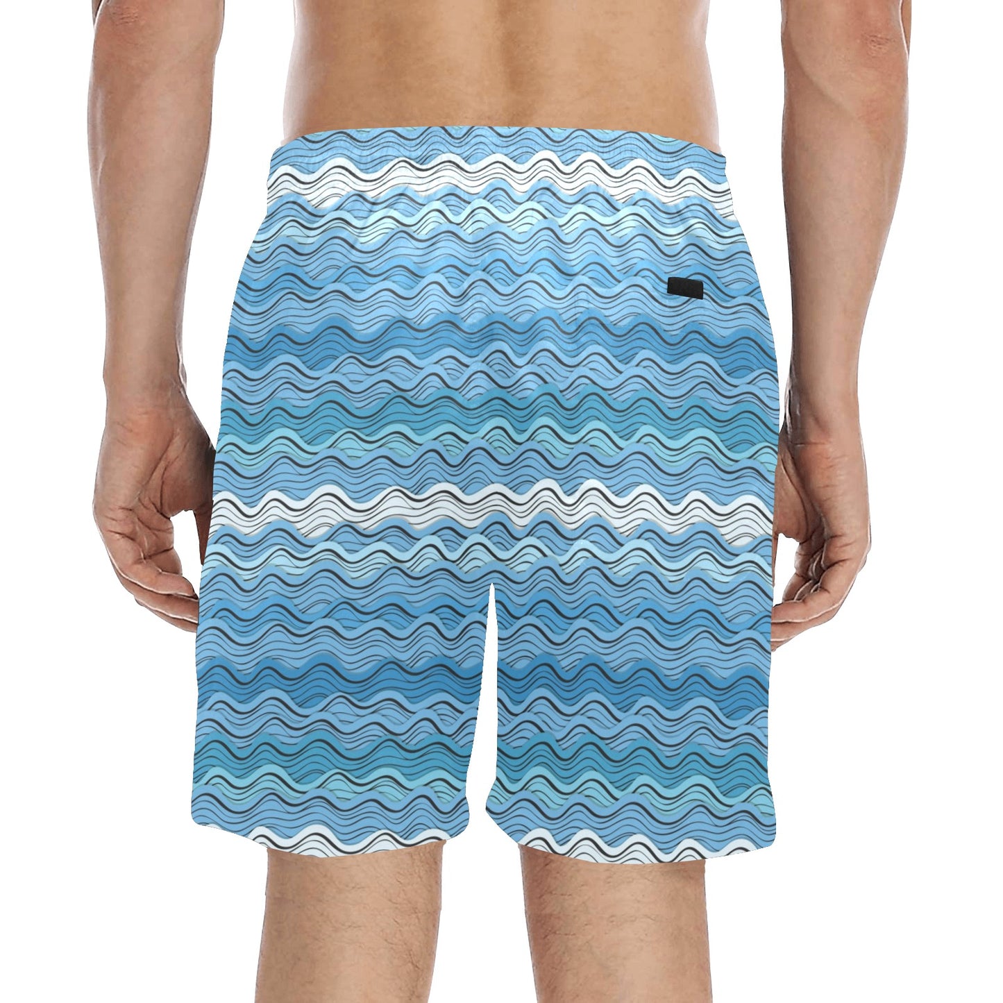 Wave Print Design LKS301 Men's Swim Trunks Beach Shorts
