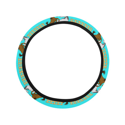 Horse Couple Love Print Design LKS309 Steering Wheel Cover with Elastic Edge