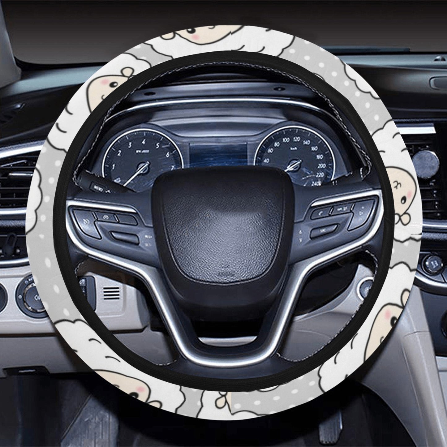 Sheep Print Design LKS401 Steering Wheel Cover with Elastic Edge