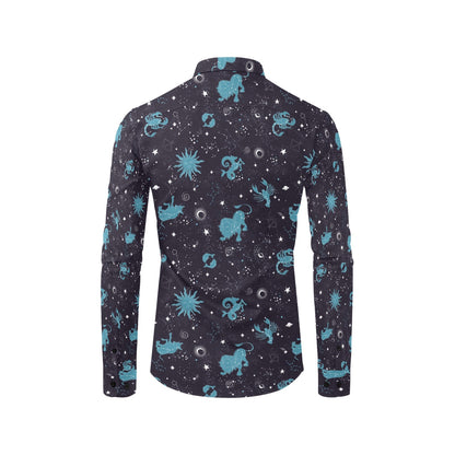Zodiac Print Design LKS303 Men's Long Sleeve Dress Shirt