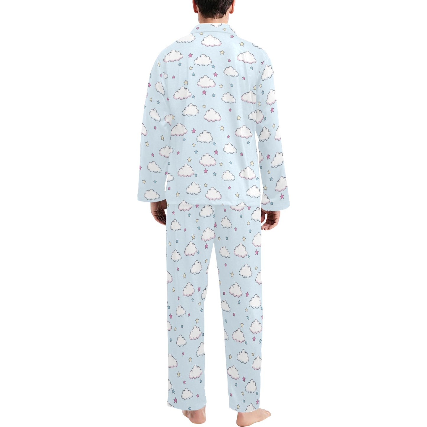 Cloud Pattern Print Design 01 Men's Long Pajama Set