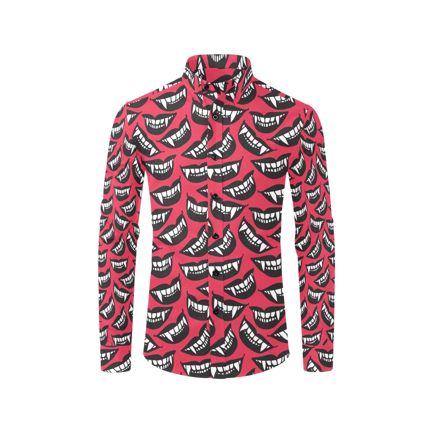 Vampire Lips Print Design LKS305 Men's Long Sleeve Dress Shirt