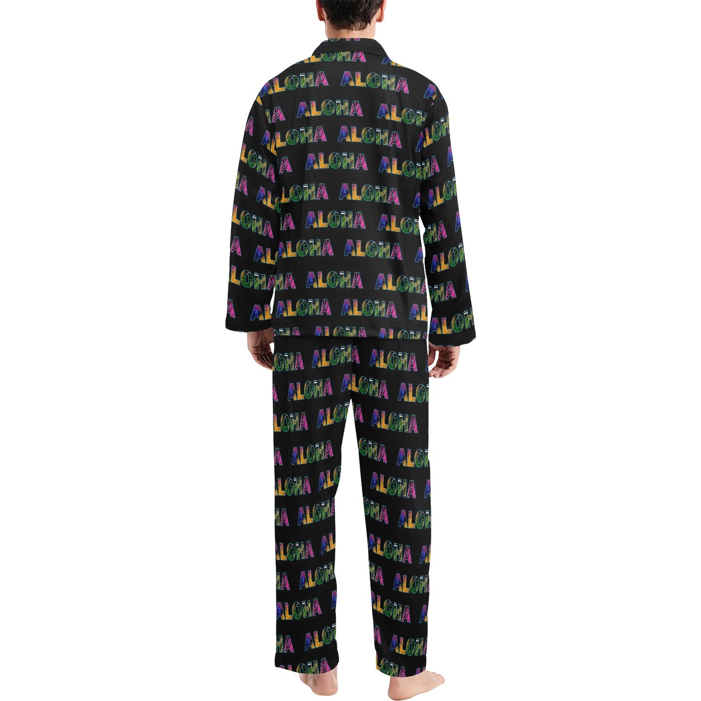 Aloha Hawaii Neon Men's Long Pajama Set