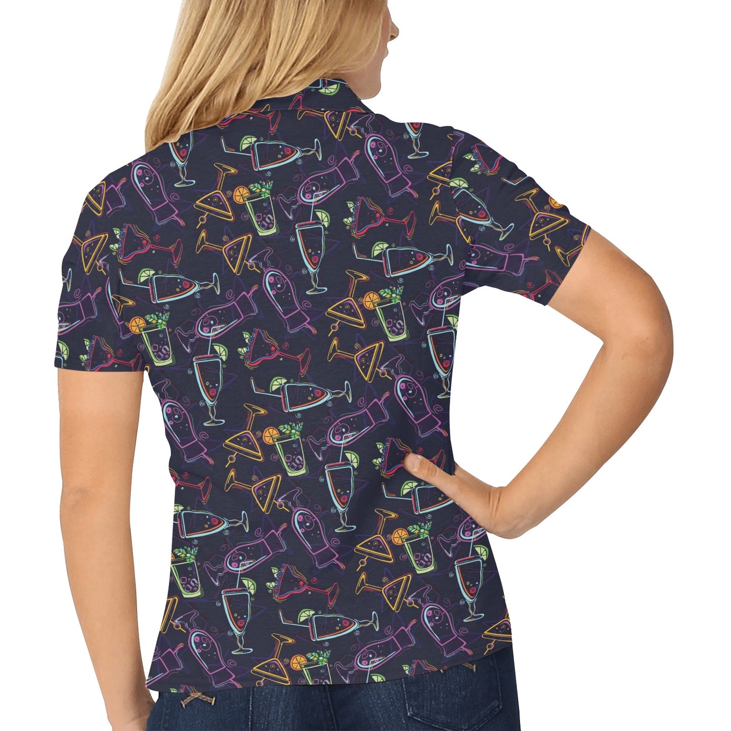 Cocktail Pattern Print Design 04 Women's Polo Shirt