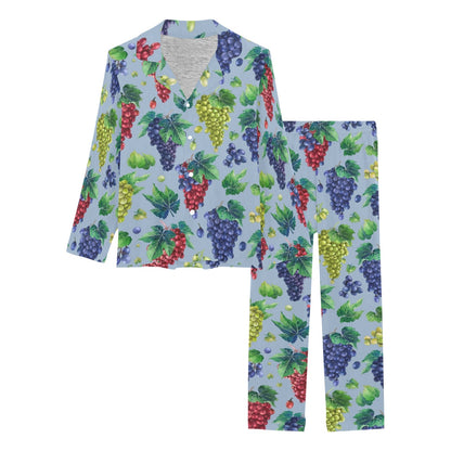 Grape Pattern Print Design GP06 Women's Long Pajama Set