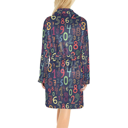Number Pattern Print Design A01 Women's Fleece Robe
