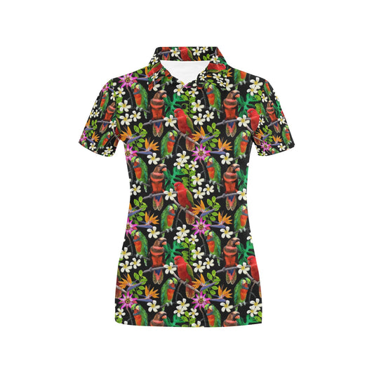 Parrot Design Print Women's Polo Shirt