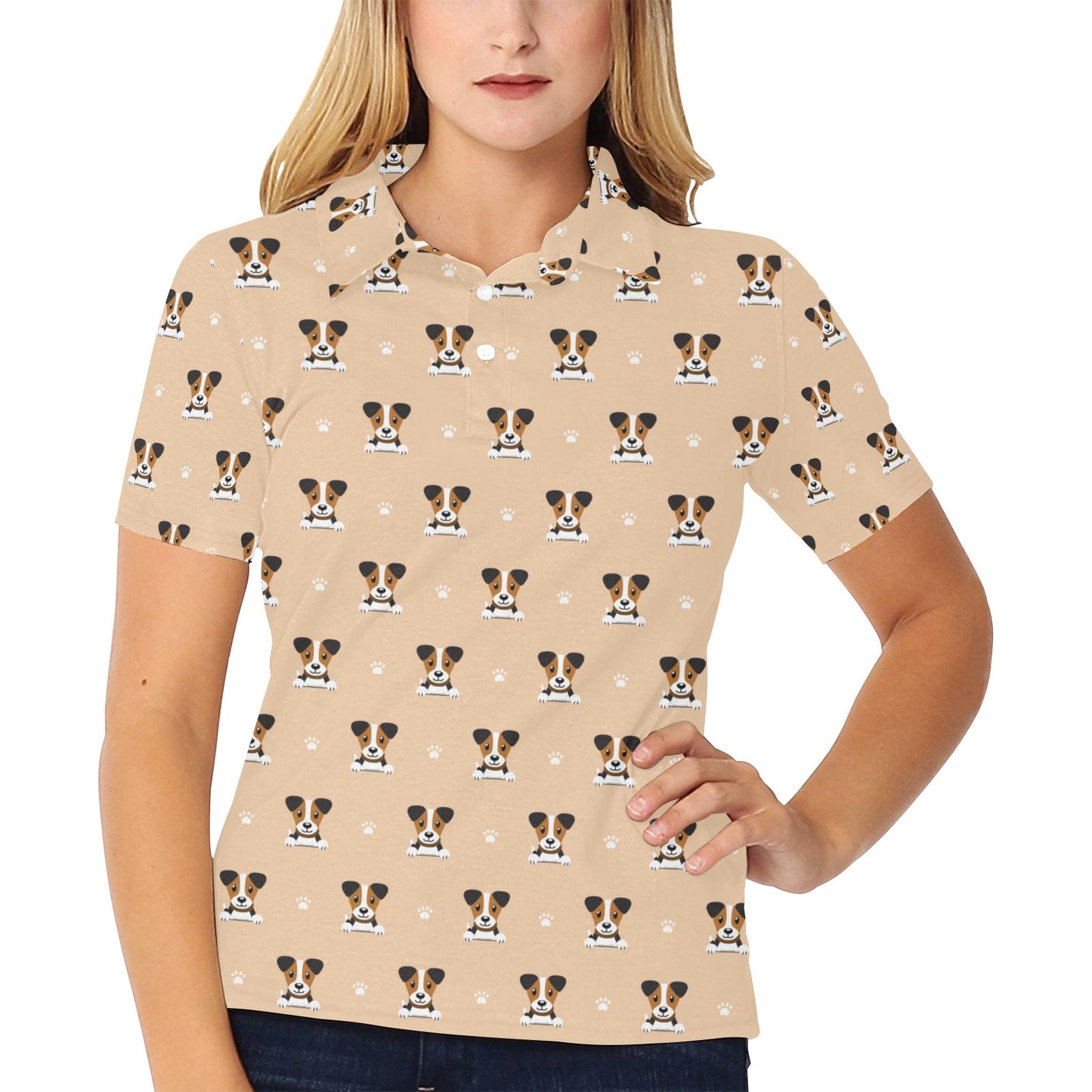 Russell Terriers Print Design LKS3011 Women's Polo Shirt